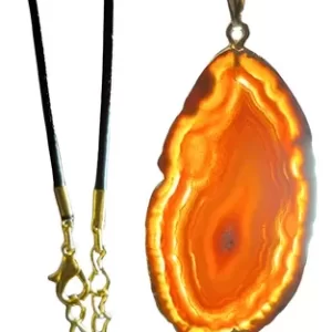 Colar Courinho Lindo Pingente Ágata Vermelha Banho Ouro C837