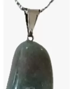 Colar Aço Com Pingente Em Pedra Natural Quartzo Verde V840