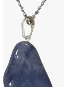 Colar Bolinhas Aço Com Pingente Pedra Natural Q. Azul Qa840
