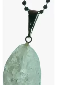 Colar Aço Com Pingente Em Pedra Natural Quartzo Nevado Qn840