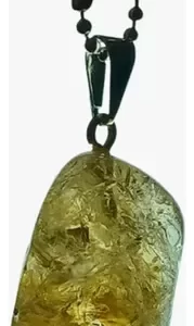 Colar Bolinhas Aço Com Pingente Pedra Natural Citrino Ci840