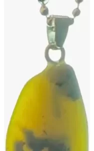 Colar Aço Com Lindo Pingente Em Pedra Natural Jadeíta J840